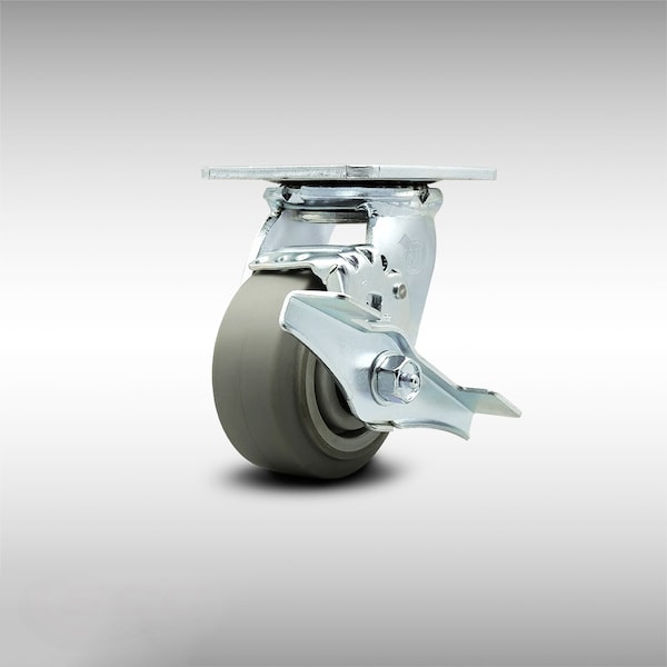 4 Inch SS Thermoplastic Rubber Swivel Caster with Ball Bearing and Brake SCC